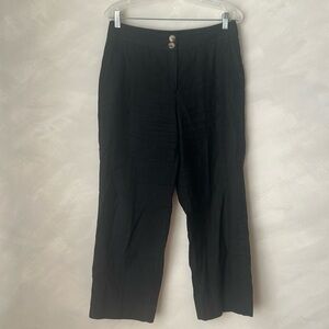 Massimo Dutti wide leg high rise linen Trousers black size 8